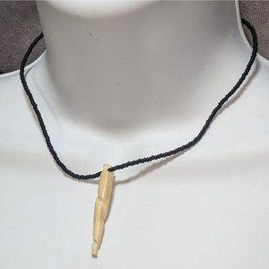 Beaded Carved Bone Necklace